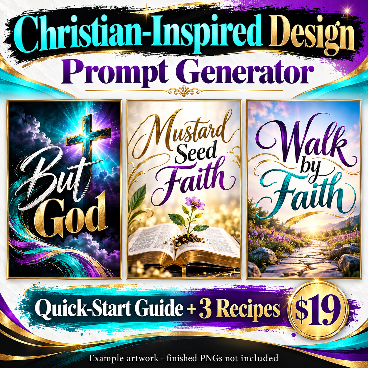 Christian-Inspired Design Prompt Generator | Quick-Start Guide + 3 Recipes; examples not included as PNGs