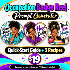 Occupation Badge Reel Prompt Generator | Quick-Start Guide + 3 Recipes; examples not included as PNGs