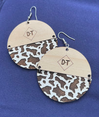 Monogrammed Cow Print Earrings | ITG Creations™