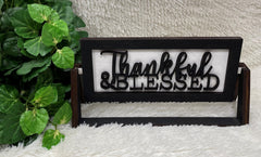 Thankful & Blessed Interchangeable Sign Shelf Sitter | ITG Creations™