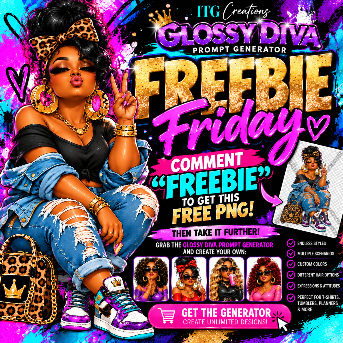 Freebie Friday: Glossy Diva PNG | FREE Digital Download | ITG Creations™