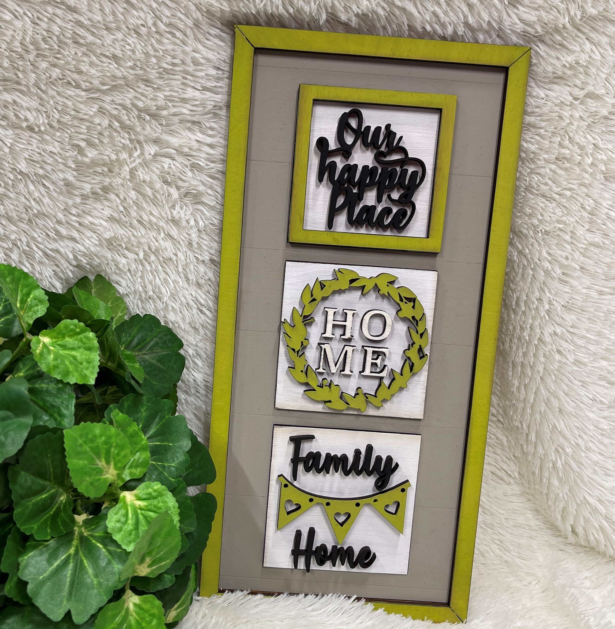 Interchangeable "Our Happy Place"  Leaning Sign | ITG Creations™